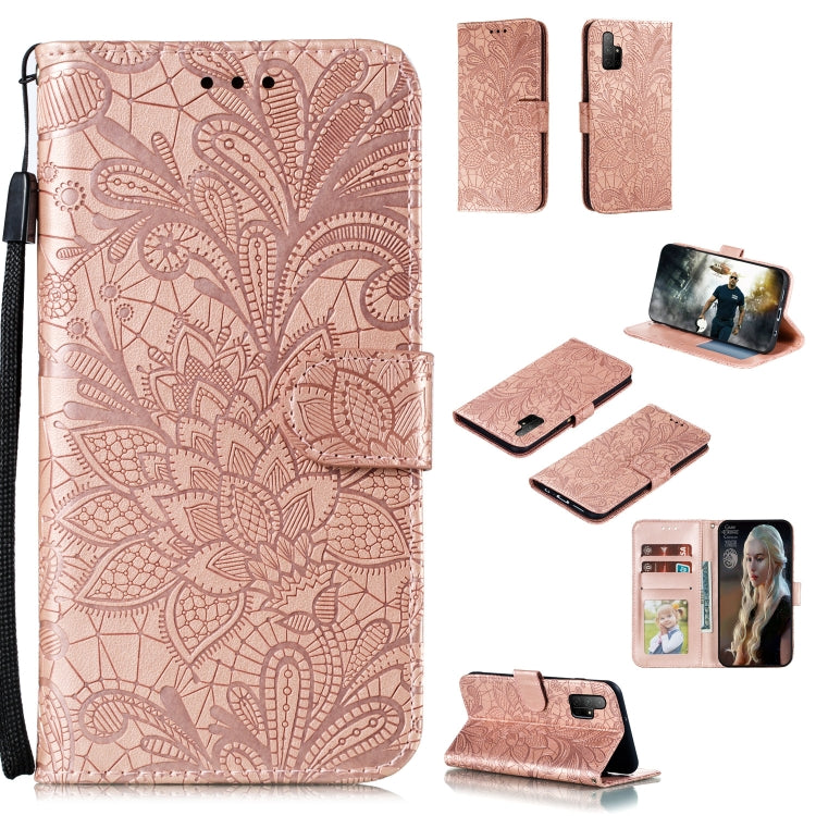 Lace Flower Embossing Pattern Horizontal Flip Leather Case , with Holder & Card Slots & Wallet & Photo Frame & Lanyard