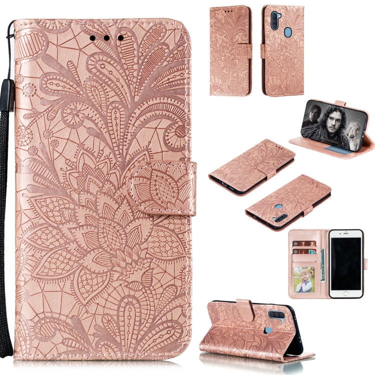Lace Flower Embossing Pattern Horizontal Flip Leather Case , with Holder & Card Slots & Wallet & Photo Frame & Lanyard