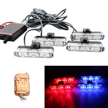Load image into Gallery viewer, 4 in 1 Car 12LEDs Grille Flash Lights Warning Lights with Wireless Remote Control, Red, Red White, Red Blue, Yellow, Yellow White, Blue, Blue White, White