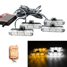 Load image into Gallery viewer, 4 in 1 Car 12LEDs Grille Flash Lights Warning Lights with Wireless Remote Control, Red, Red White, Red Blue, Yellow, Yellow White, Blue, Blue White, White