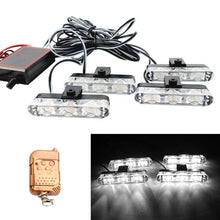Load image into Gallery viewer, 4 in 1 Car 12LEDs Grille Flash Lights Warning Lights with Wireless Remote Control, Red, Red White, Red Blue, Yellow, Yellow White, Blue, Blue White, White