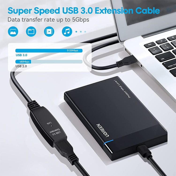 USB 3.0 Male to Female Data Sync Super Speed Extension Cable, Length:5m, 5m