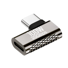 Load image into Gallery viewer, 100W Type-C Male to Type-C Female 20Gbps Zinc Alloy Adapter, Type-C Male to Type-C Female Side Bend, Type-C Male to Type-C Female Vertical Angle, Type-C Male to Type-C Female Medium Bend, Type-C Male to Type-C Female Straight