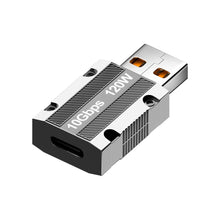Load image into Gallery viewer, 120W Type-C Female to USB 3.0 Male Zinc Alloy Straight Adapter, Type-C Female to USB 3.0 Male Straight