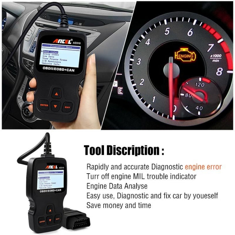 Ancel AD310 CAN OBD2 Car Engine Fault Diagnosis Tool, AD310
