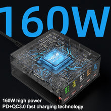 Load image into Gallery viewer, 868H 6 in 1 160W 3 PD Type-C + 2 QC3.0 USB Ports Multi Ports Charger, 868H