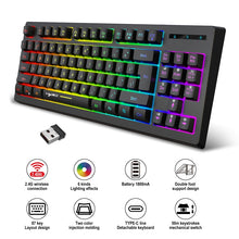 Load image into Gallery viewer, HXSJ L100 87 Keys RGB Backlit Film 2.4G Wireless Keyboard
