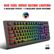 Load image into Gallery viewer, HXSJ L100 87 Keys RGB Backlit Film 2.4G Wireless Keyboard