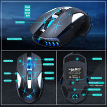 Load image into Gallery viewer, HXSJ T300 7 Keys 2400DPI 2.4G Colorful Luminous Wireless Mouse, T300 Black, T300 White