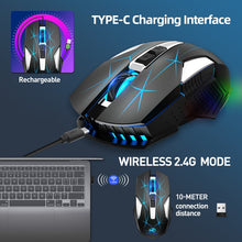 Load image into Gallery viewer, HXSJ T300 7 Keys 2400DPI 2.4G Colorful Luminous Wireless Mouse, T300 Black, T300 White