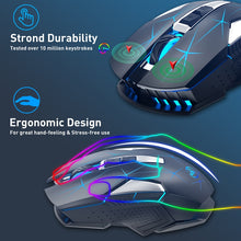 Load image into Gallery viewer, HXSJ T300 7 Keys 2400DPI 2.4G Colorful Luminous Wireless Mouse, T300 Black, T300 White