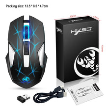 Load image into Gallery viewer, HXSJ T300 7 Keys 2400DPI 2.4G Colorful Luminous Wireless Mouse, T300 Black, T300 White