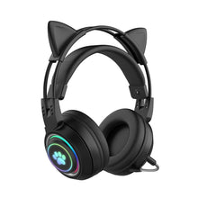 Load image into Gallery viewer, T25 RGB Stereo Cat Ear Bluetooth Wireless Headphones with Detachable Microphone