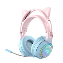 Load image into Gallery viewer, T25 RGB Stereo Cat Ear Bluetooth Wireless Headphones with Detachable Microphone