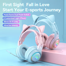 Load image into Gallery viewer, T25 RGB Stereo Cat Ear Bluetooth Wireless Headphones with Detachable Microphone