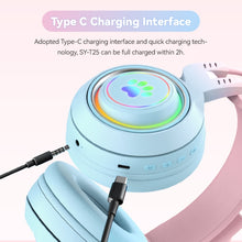 Load image into Gallery viewer, T25 RGB Stereo Cat Ear Bluetooth Wireless Headphones with Detachable Microphone