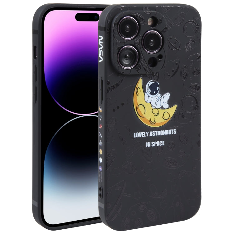 Astronaut Pattern Silicone Straight Edge Phone Case, For iPhone 14, For iPhone 14 Plus, For iPhone 14 Pro, For iPhone 14 Pro Max, For iPhone 13, For iPhone 13 Pro