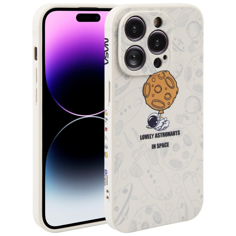 Astronaut Pattern Silicone Straight Edge Phone Case, For iPhone 14, For iPhone 14 Plus, For iPhone 14 Pro, For iPhone 14 Pro Max, For iPhone 13, For iPhone 13 Pro