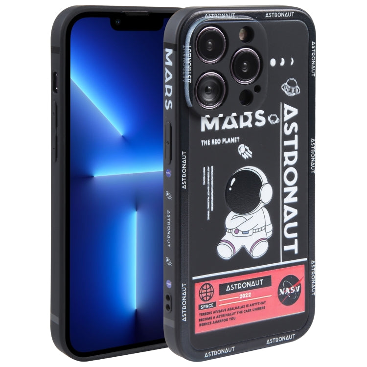Astronaut Pattern Silicone Straight Edge Phone Case, For iPhone 14, For iPhone 14 Plus, For iPhone 14 Pro, For iPhone 14 Pro Max, For iPhone 13, For iPhone 13 Pro