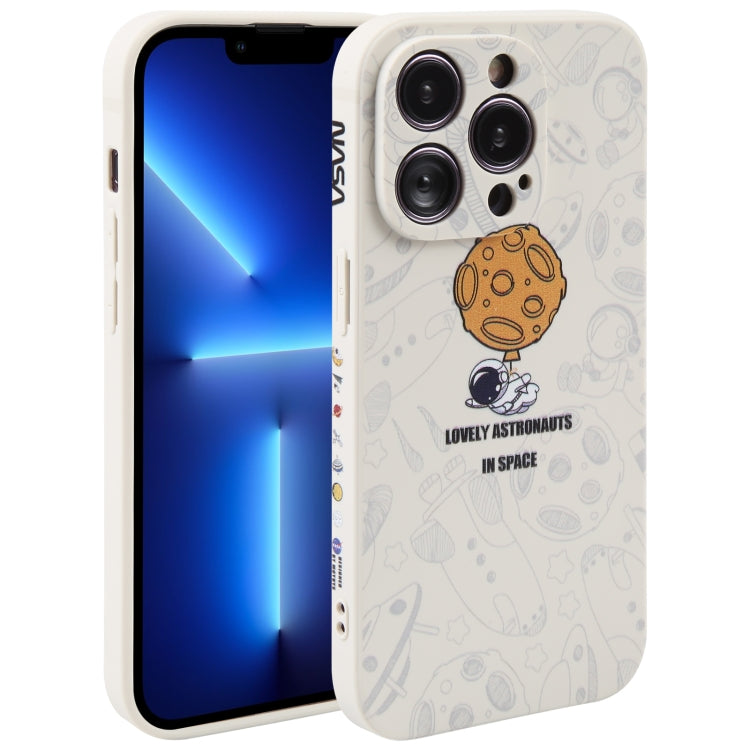 Astronaut Pattern Silicone Straight Edge Phone Case, For iPhone 14, For iPhone 14 Plus, For iPhone 14 Pro, For iPhone 14 Pro Max, For iPhone 13, For iPhone 13 Pro