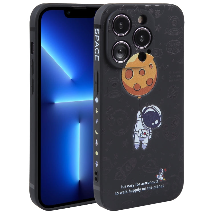 Astronaut Pattern Silicone Straight Edge Phone Case, For iPhone 14, For iPhone 14 Plus, For iPhone 14 Pro, For iPhone 14 Pro Max, For iPhone 13, For iPhone 13 Pro