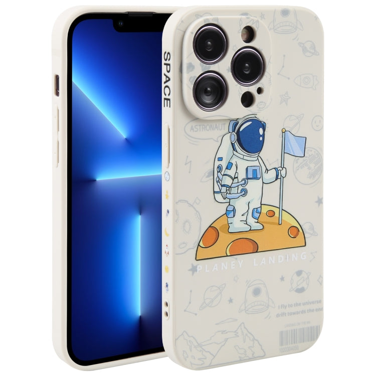 Astronaut Pattern Silicone Straight Edge Phone Case, For iPhone 14, For iPhone 14 Plus, For iPhone 14 Pro, For iPhone 14 Pro Max, For iPhone 13, For iPhone 13 Pro