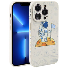 Load image into Gallery viewer, Astronaut Pattern Silicone Straight Edge Phone Case, For iPhone 14, For iPhone 14 Plus, For iPhone 14 Pro, For iPhone 14 Pro Max, For iPhone 13, For iPhone 13 Pro
