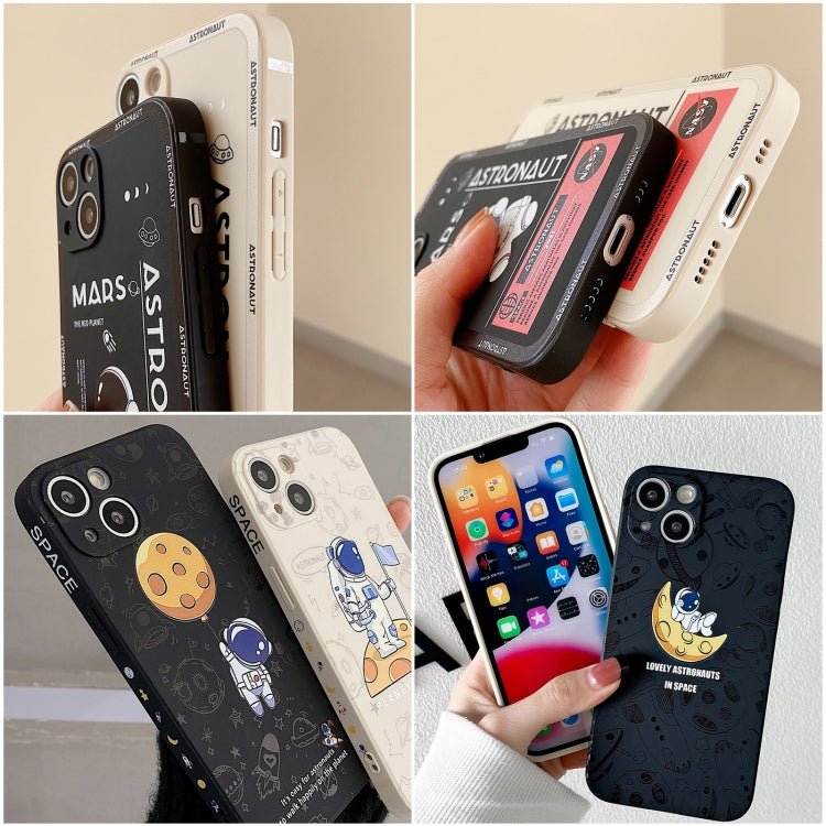 Astronaut Pattern Silicone Straight Edge Phone Case, For iPhone 13 Pro Max, For iPhone 12, For iPhone 12 Pro, For iPhone 12 Pro Max, For iPhone 11, For iPhone 11 Pro