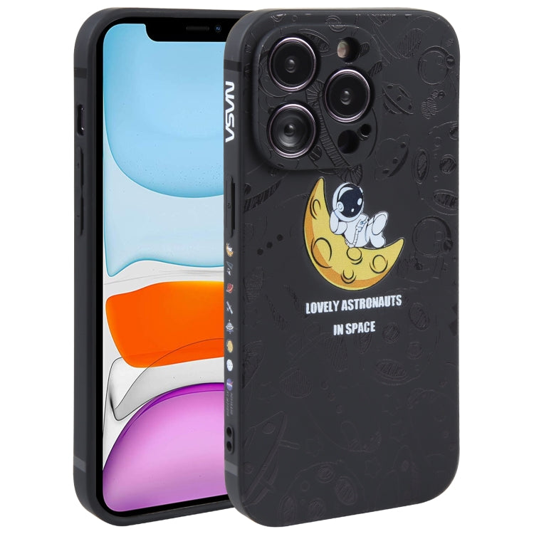 Astronaut Pattern Silicone Straight Edge Phone Case, For iPhone 13 Pro Max, For iPhone 12, For iPhone 12 Pro, For iPhone 12 Pro Max, For iPhone 11, For iPhone 11 Pro