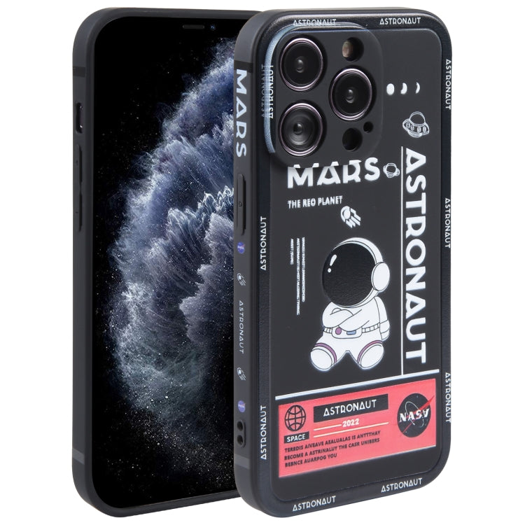 Astronaut Pattern Silicone Straight Edge Phone Case, For iPhone 13 Pro Max, For iPhone 12, For iPhone 12 Pro, For iPhone 12 Pro Max, For iPhone 11, For iPhone 11 Pro