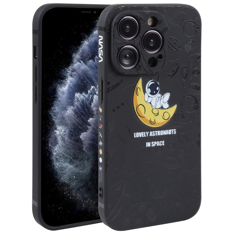 Astronaut Pattern Silicone Straight Edge Phone Case, For iPhone 13 Pro Max, For iPhone 12, For iPhone 12 Pro, For iPhone 12 Pro Max, For iPhone 11, For iPhone 11 Pro