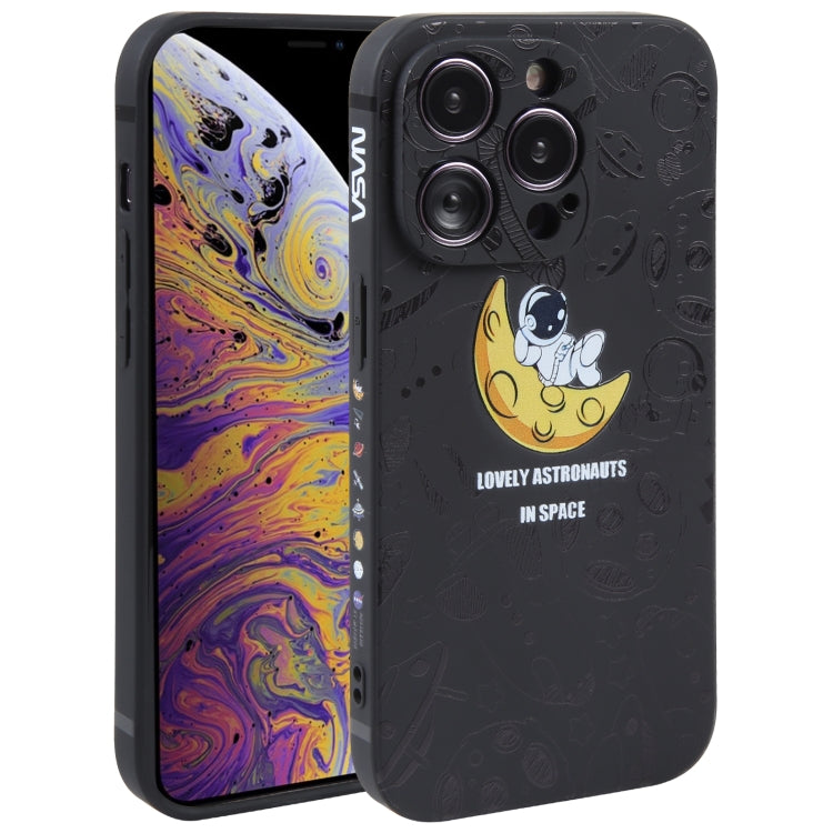 Astronaut Pattern Silicone Straight Edge Phone Case, For iPhone 11 Pro Max, For iPhone X / XS, For iPhone XS Max, For iPhone XR, For iPhone SE 2022 / 2020 / 7 / 8, For iPhone 7 Plus / 8 Plus