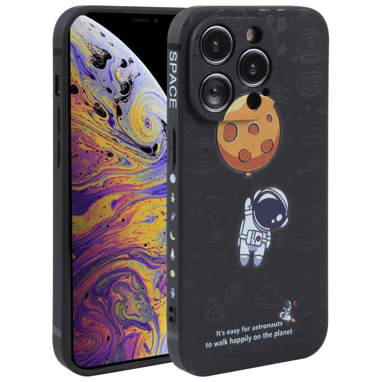 Astronaut Pattern Silicone Straight Edge Phone Case, For iPhone 11 Pro Max, For iPhone X / XS, For iPhone XS Max, For iPhone XR, For iPhone SE 2022 / 2020 / 7 / 8, For iPhone 7 Plus / 8 Plus