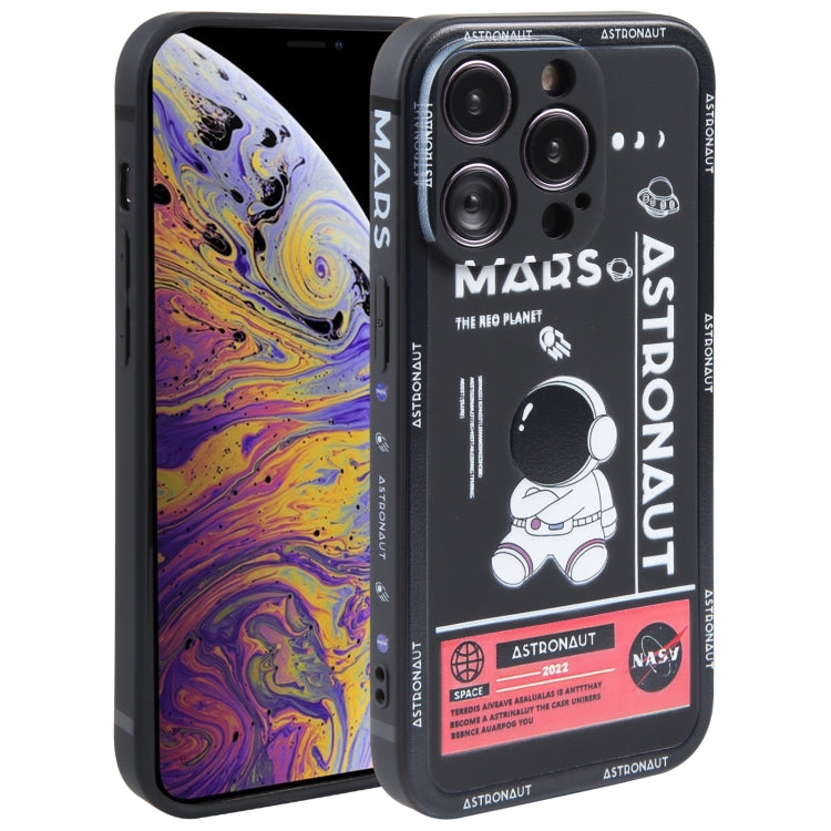 Astronaut Pattern Silicone Straight Edge Phone Case, For iPhone 11 Pro Max, For iPhone X / XS, For iPhone XS Max, For iPhone XR, For iPhone SE 2022 / 2020 / 7 / 8, For iPhone 7 Plus / 8 Plus