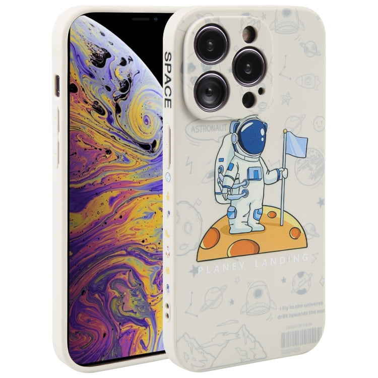Astronaut Pattern Silicone Straight Edge Phone Case, For iPhone 11 Pro Max, For iPhone X / XS, For iPhone XS Max, For iPhone XR, For iPhone SE 2022 / 2020 / 7 / 8, For iPhone 7 Plus / 8 Plus