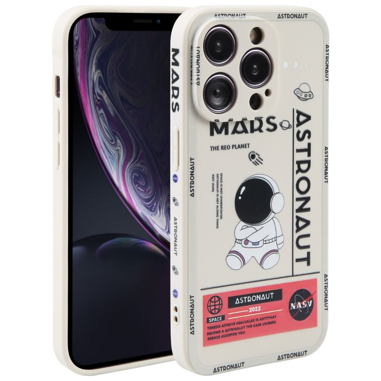 Astronaut Pattern Silicone Straight Edge Phone Case, For iPhone 11 Pro Max, For iPhone X / XS, For iPhone XS Max, For iPhone XR, For iPhone SE 2022 / 2020 / 7 / 8, For iPhone 7 Plus / 8 Plus