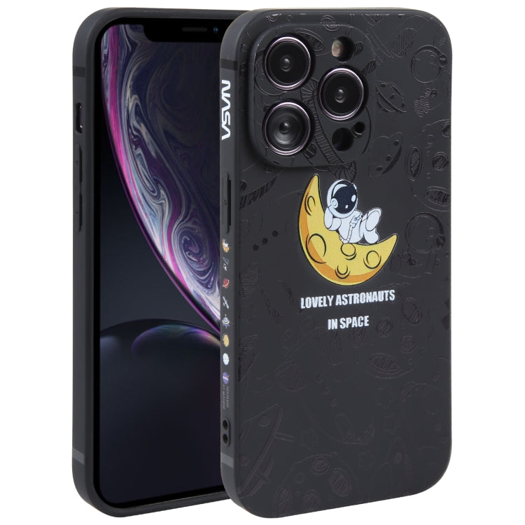 Astronaut Pattern Silicone Straight Edge Phone Case, For iPhone 11 Pro Max, For iPhone X / XS, For iPhone XS Max, For iPhone XR, For iPhone SE 2022 / 2020 / 7 / 8, For iPhone 7 Plus / 8 Plus