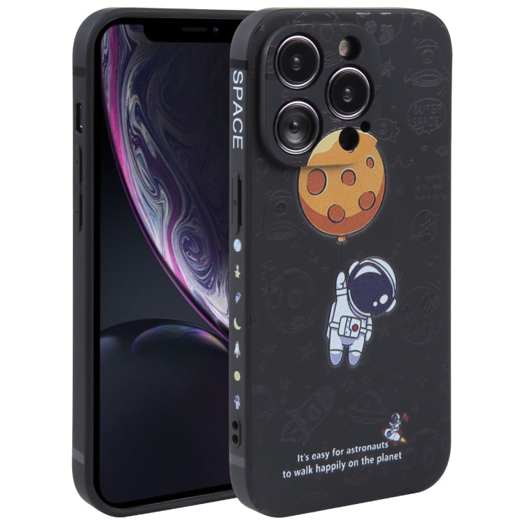 Astronaut Pattern Silicone Straight Edge Phone Case, For iPhone 11 Pro Max, For iPhone X / XS, For iPhone XS Max, For iPhone XR, For iPhone SE 2022 / 2020 / 7 / 8, For iPhone 7 Plus / 8 Plus