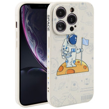 Load image into Gallery viewer, Astronaut Pattern Silicone Straight Edge Phone Case, For iPhone 11 Pro Max, For iPhone X / XS, For iPhone XS Max, For iPhone XR, For iPhone SE 2022 / 2020 / 7 / 8, For iPhone 7 Plus / 8 Plus