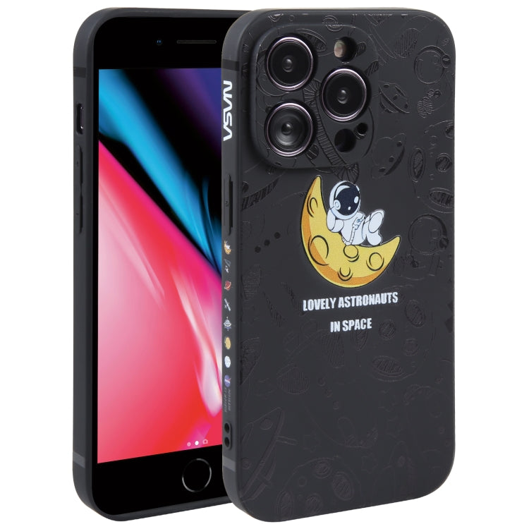 Astronaut Pattern Silicone Straight Edge Phone Case, For iPhone 11 Pro Max, For iPhone X / XS, For iPhone XS Max, For iPhone XR, For iPhone SE 2022 / 2020 / 7 / 8, For iPhone 7 Plus / 8 Plus