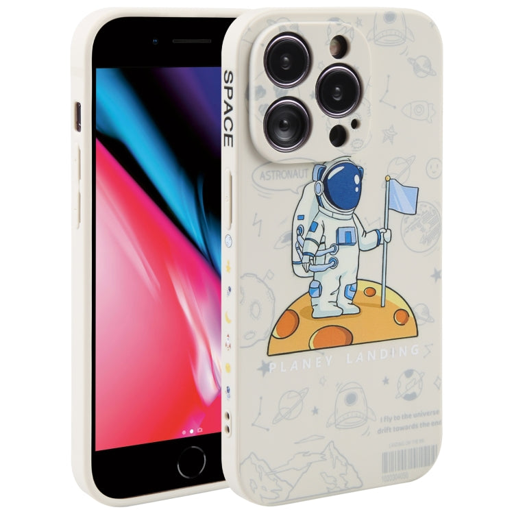 Astronaut Pattern Silicone Straight Edge Phone Case, For iPhone 11 Pro Max, For iPhone X / XS, For iPhone XS Max, For iPhone XR, For iPhone SE 2022 / 2020 / 7 / 8, For iPhone 7 Plus / 8 Plus
