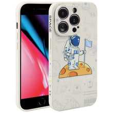 Load image into Gallery viewer, Astronaut Pattern Silicone Straight Edge Phone Case, For iPhone 11 Pro Max, For iPhone X / XS, For iPhone XS Max, For iPhone XR, For iPhone SE 2022 / 2020 / 7 / 8, For iPhone 7 Plus / 8 Plus
