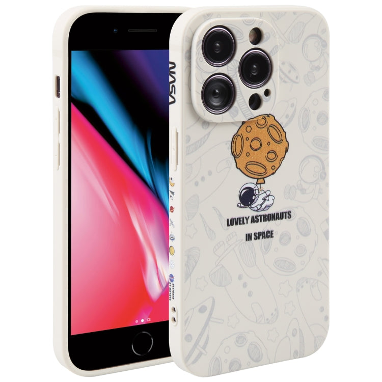 Astronaut Pattern Silicone Straight Edge Phone Case, For iPhone 11 Pro Max, For iPhone X / XS, For iPhone XS Max, For iPhone XR, For iPhone SE 2022 / 2020 / 7 / 8, For iPhone 7 Plus / 8 Plus
