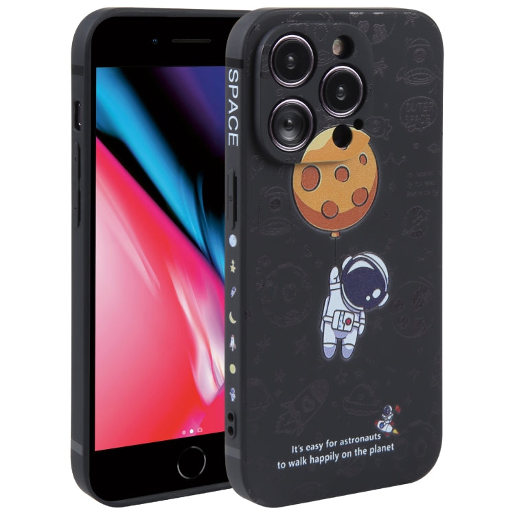 Astronaut Pattern Silicone Straight Edge Phone Case, For iPhone 11 Pro Max, For iPhone X / XS, For iPhone XS Max, For iPhone XR, For iPhone SE 2022 / 2020 / 7 / 8, For iPhone 7 Plus / 8 Plus