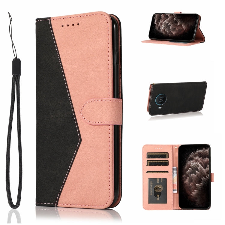 Dual-color Stitching Leather Phone Case, For Nokia X10 / X20