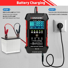 Load image into Gallery viewer, KONNWEI CR-10 2.4 inch Car Battery Charger Battery Pulse Repair Tool, EU Plug, US Plug, UK Plug