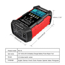 Load image into Gallery viewer, KONNWEI CR-10 2.4 inch Car Battery Charger Battery Pulse Repair Tool, EU Plug, US Plug, UK Plug