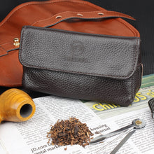 Load image into Gallery viewer, FIREDOG CL07 Portable Handcrafted Cowhide Double Pipe Bag