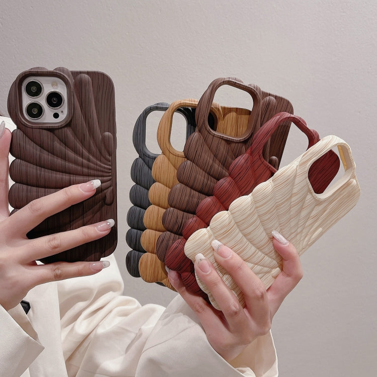 Wood Grain Shell Shape TPU Phone Case, For iPhone 12 Pro, For iPhone 12 Pro Max, For iPhone 11, For iPhone 11 Pro Max
