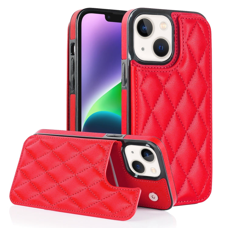Double Buckle Rhombic PU Leather Phone Case, For iPhone 14, For iPhone 14 Plus, For iPhone 14 Pro, For iPhone 14 Pro Max, For iPhone 13, For iPhone 13 mini